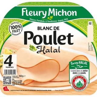 Fleury Michon Blanc de Poulet Halal, 4 tranches - 160g