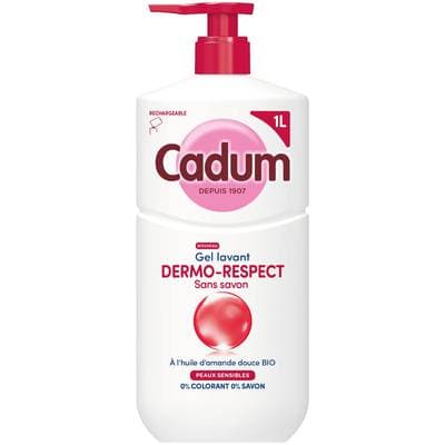 Cadum Gel Lavant Dermo-Respect à l'Huile d'Amande Douce Bio, 1L