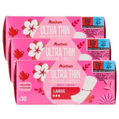 Auchan Protège-lingerie large, Lot de 3x30 pièces
