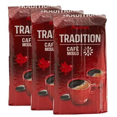 Auchan Café moulu tradition intensité 8, Lot de 3x250g