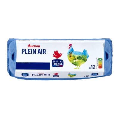 Auchan Oeufs de poules élevées en plein air, 12 oeufs