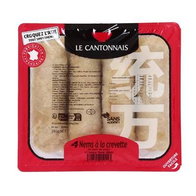 Le Cantonnais Nems à la Crevette et Sauce Nuoc Mam, 4 Nems - 280g