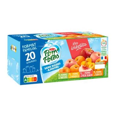 Pom Potes Format familial Multivariétés, 20 gourdes de 90g