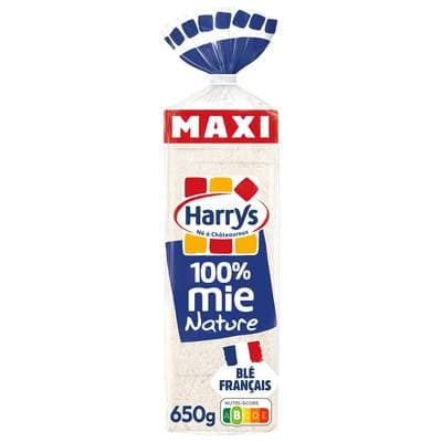 Harrys Pain de Mie Nature 100% Mie Sans Croûte Maxi, 26 tranches - 650g