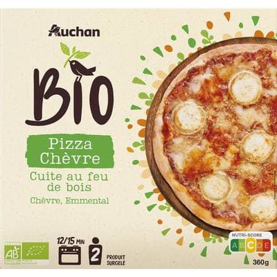 Auchan BIO Pizza chèvre bio cuite au feu de bois, 360g