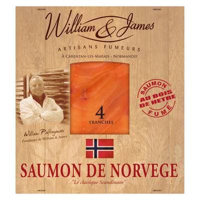 William & James Saumon Fumé de Norvège, 4 tranches - 100g