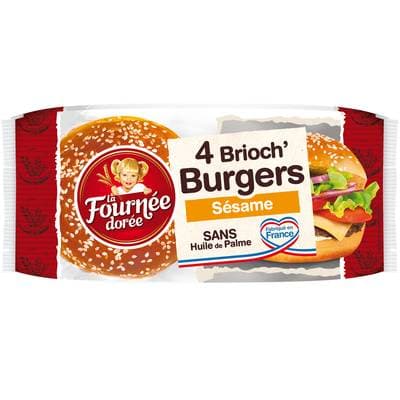 La Fournée Dorée Brioch' Burger Sésame, 4 buns - 250g