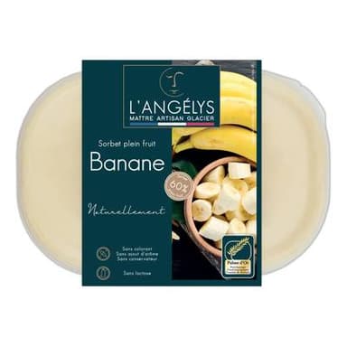 L'Angelys Sorbet artisanal Banane plein fruit 60%, 500g