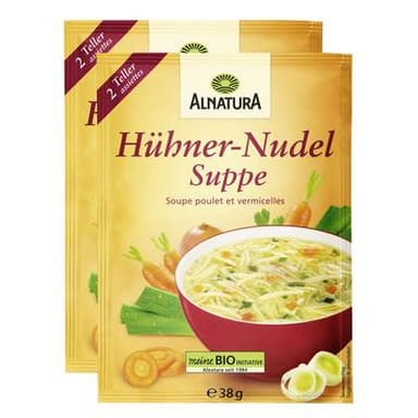 Alnatura Soupe poulet et pâtes bio, Lot de 2x38g
