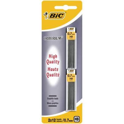 Bic Etuis de 12 mines 0,7 mm HB, 2  étuis