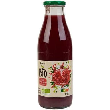 Auchan BIO Pur jus de grenade bio sans sucres ajoutés, 75cl