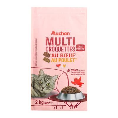 Auchan Croquettes boeuf et poulet pour chat stérilisé, 2kg