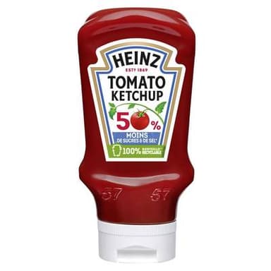 Heinz Sauce tomato ketchup -50% de sucres et de sel, 435g