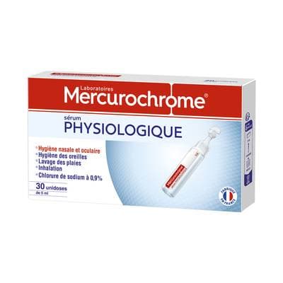 Mercurochrome Sérum physiologique Solution Oculaire et Nasale, 30 x 5ml