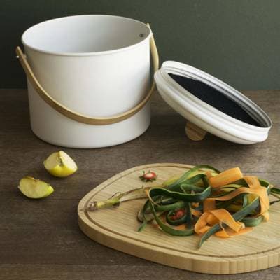 Pebbly Seau à compost d'intérieur 7 L métal/bambou, 7L