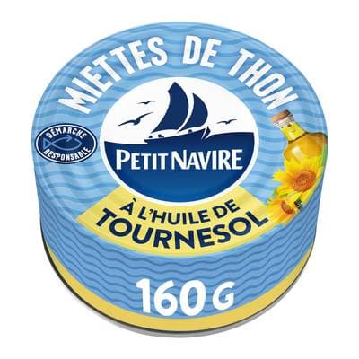 Petit Navire Miettes de thon à l'huile de tournesol, 160g