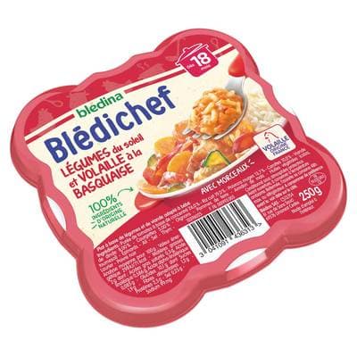 Blédina - Blédi'chef Légumes Du Soleil et Volaille à la Basquaise Assiette Bébé Dès 18 mois, 250g