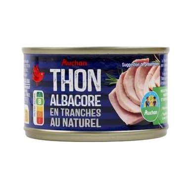 Auchan Thon albacore en tranches au naturel, 93g
