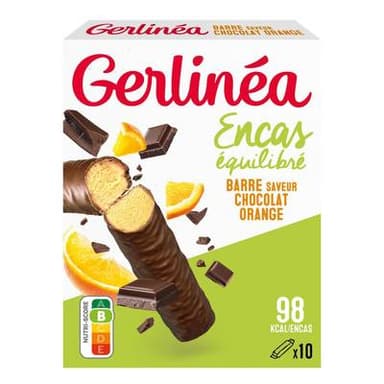 Gerlinéa 10 Barres en-cas Saveur Choco Orange, 10x31g