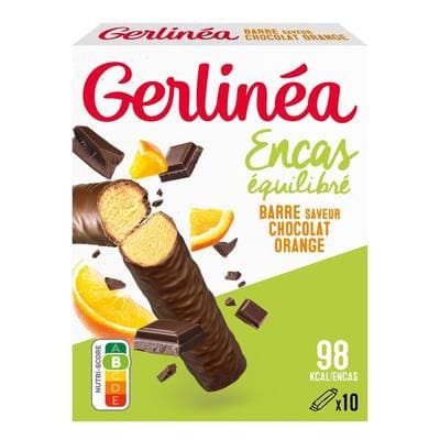 Gerlinéa 10 Barres en-cas Saveur Choco Orange, 10x31g