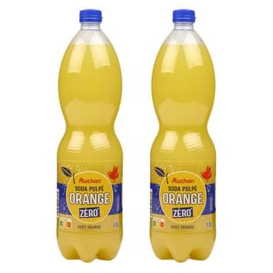 Auchan Soda pulpée à l'orange zéro, Lot de 2x1,5L