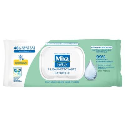 Mixa Lingettes bébé à l'au naturelle, 48 lingettes