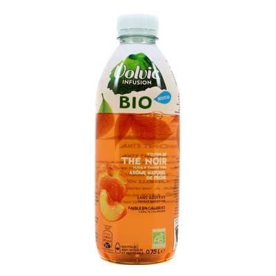 Volvic Ean infusée thé noir saveur pêche bio, 75cl