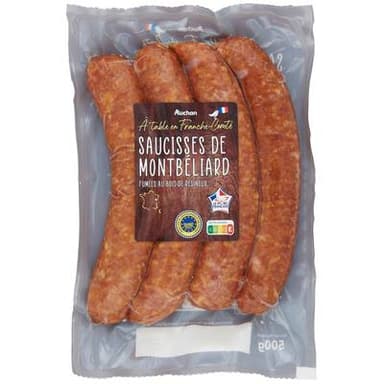 Auchan Terroir Saucisses de Montbéliard IGP, 4x125g