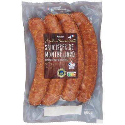 Auchan Terroir Saucisses de Montbéliard IGP, 4x125g