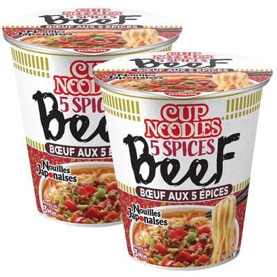 Nissin Nouilles Japonaises saveur Boeuf aux 5 épices en cup, Lot de 2x64g
