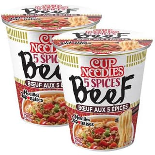 Nissin Nouilles Japonaises saveur Boeuf aux 5 épices en cup, Lot de 2x64g