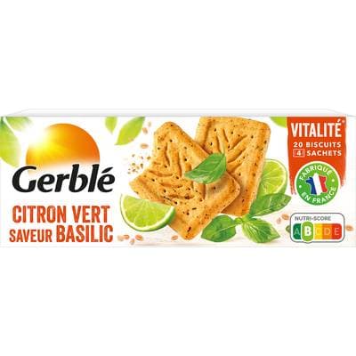Gerblé Vitalité Sablés Citron Vert saveur Basilic -50% de sucres en moins, 200g