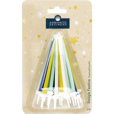 Ambiances Devineau Bougies mini-fleurs Vert, Bleu, Violet, Blanc, 20 bougies