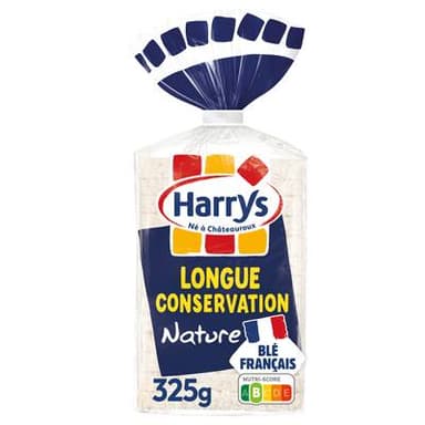 Harrys Pain de Mie Nature Longue Conservasion Sans Croûte, 13 tranches - 325g