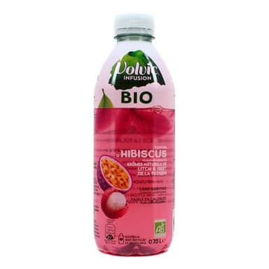 Volvic Infusion Bio touche d'Hibiscus saveur litchi & fruit de la passion, 75cl