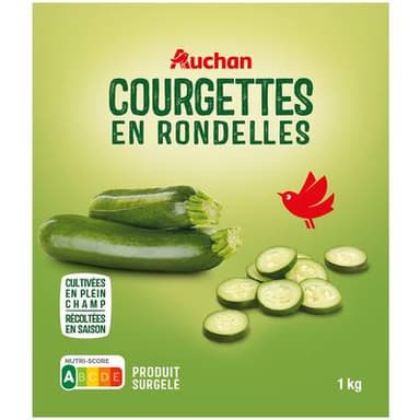 Auchan Courgettes en rondelles, 1kg