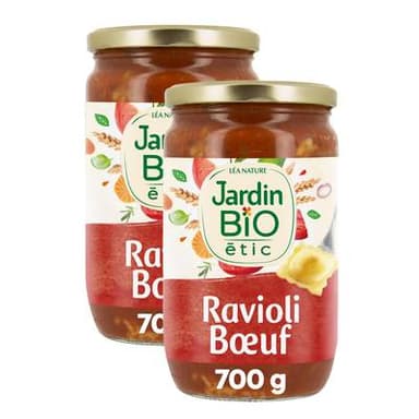 Jardin Bio Etic Ravioli au Boeuf Bio, Lot de 2x700g