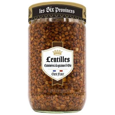Les Six Provinces Lentilles Cuisinées à la Graisse d'Oie en bocal, 660g