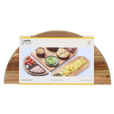 Point virgule Planche de service Tapas ronde en acacia avec aimants, 33x33x2 cm