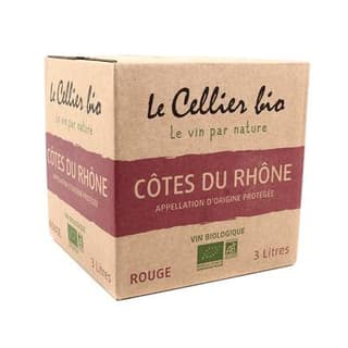 Côtes du Rhône rouge AOP Le Cellier Bio 13.6°, Bag in box 3L