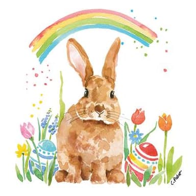 Paperproducts Design Serviettes en  papier Rainbow Rabbit, 20 serviettes de 33 x 33 cm