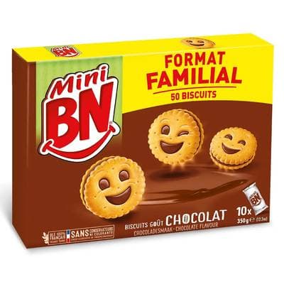 BN Biscuits fourrés gout chocolat Mini Chocolat, 50 biscuits - 350g