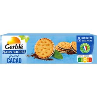 Gerblé Sans Sucres 12 Fourrés cacao sans sucres, 185g