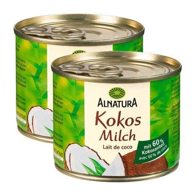 Alnatura Lait de coco bio 60% de noix de coco, Lot de 2x20cl