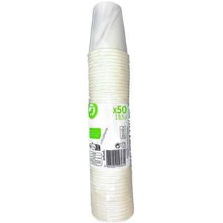 Auchan Gobelet 19,5cl en carton blanc, 50 gobelets