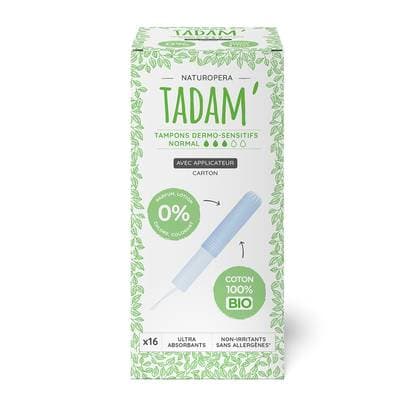 Tadam Tampons avec applicateur Normal  - 100% coton bio., 16 tampons