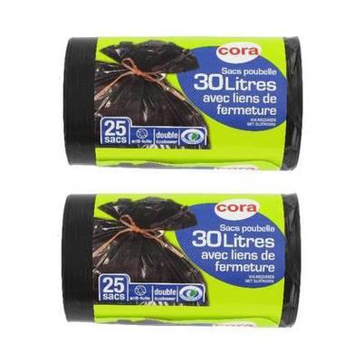 2050000314414 - Cora - Sacs poubelle 30L avec liens de fermeture