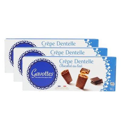 Gavottes Crêpe dentelle chocolat au lait, Lot de 3x90g