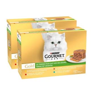 Purina - Gourmet Gold Boites Terrines avec des Légumes 4 variétés pour chat, Lot de 2 - 12x85g