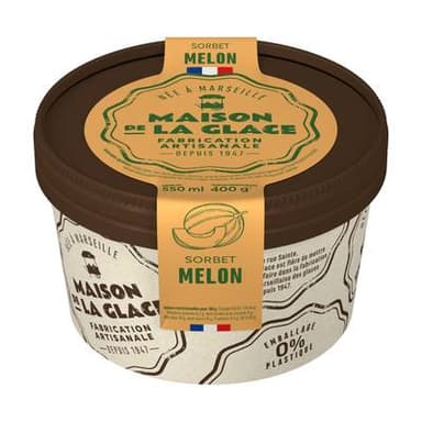 Maison de la Glace Sorbet artisanal Melon, 400g